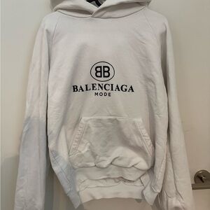 Balenciaga Logo White Hoodie for Men